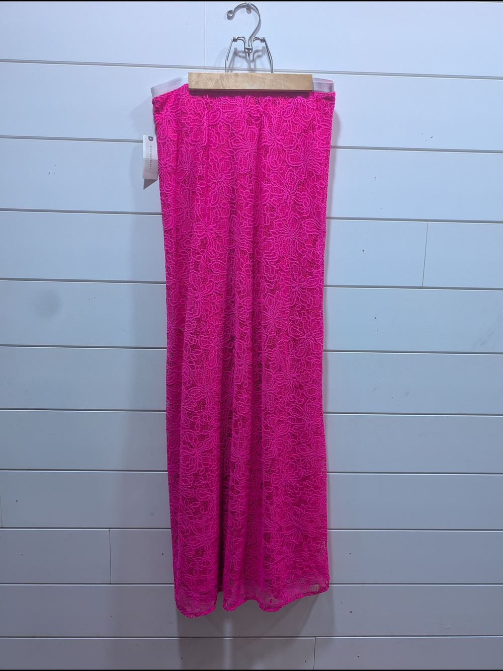 Anthropology Bright Pink Lace Maxi Skirt